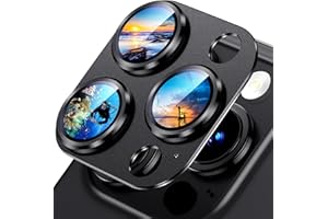 Uyiton Compatible with iPhone 15 Pro/iPhone 15 Pro Max Camera Lens Protector, [Not Easy to Break][Strong Adsorption][Case-Friendly] Metal Tempered Glass Rear Camera Screen Cover - Black Titanium