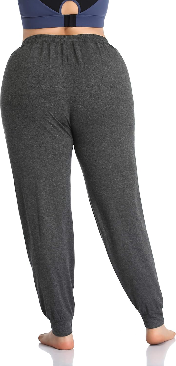 ZERDOCEAN Women's Plus Size Casual Lounge Yoga Pants Comfy Relaxed Joggers Pants Drawstring with Pockets: Clothing