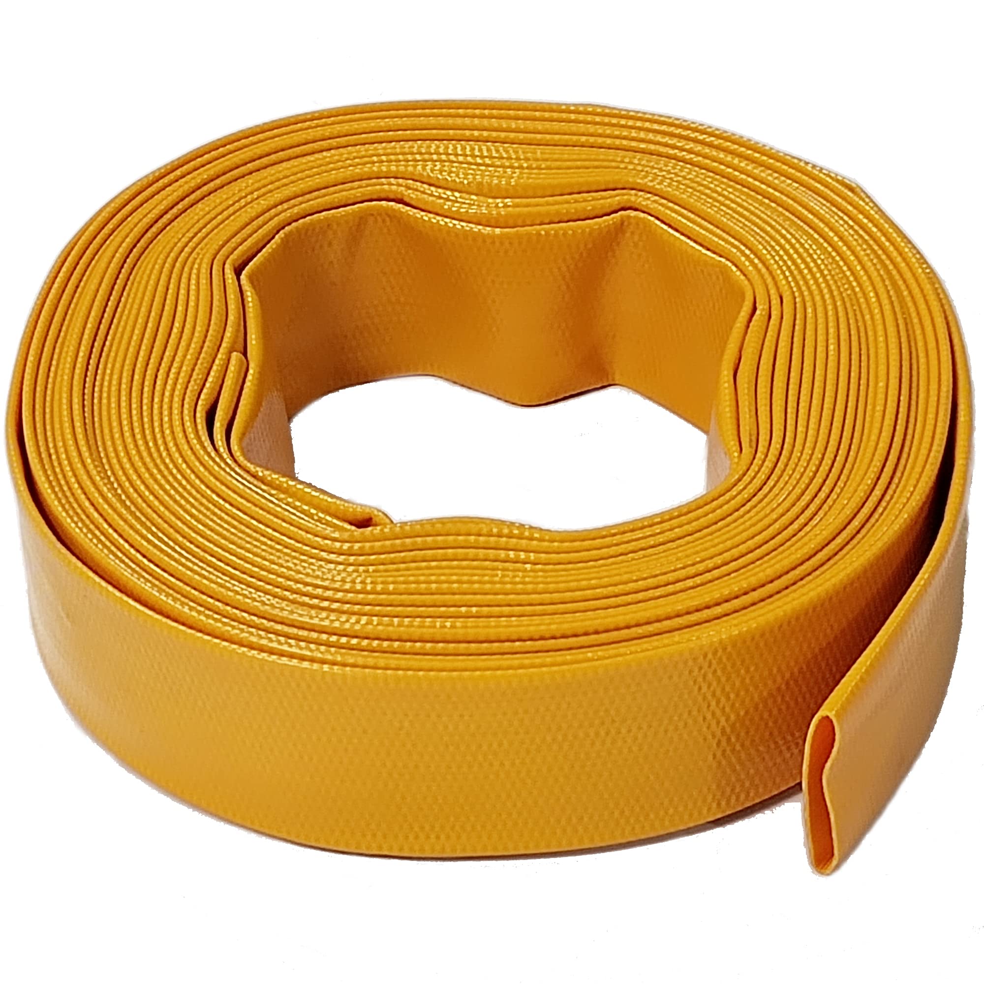 20m x 32 mm Lay Flat Water Discharge Pond Hose, PVC Reinforced with Polyester for Submersible Pumps and Draining, Yellow