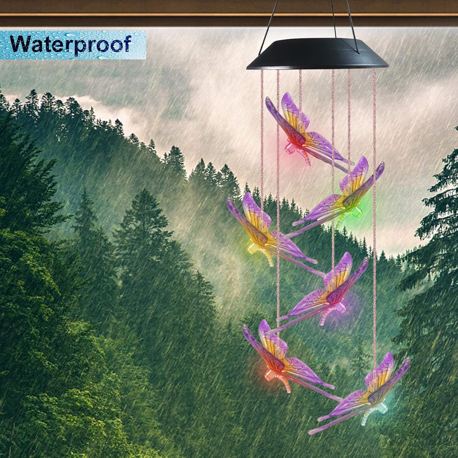 Famiry Solar Butterfly Wind Chimes for Outside, Wind Chimes Colors Changing Six Butterfly Waterproof LED Solar Light, Outdoor Decor for Garden, Patio, Yard, Home(Purple Yellow Butterfly) : Garden & Outdoor