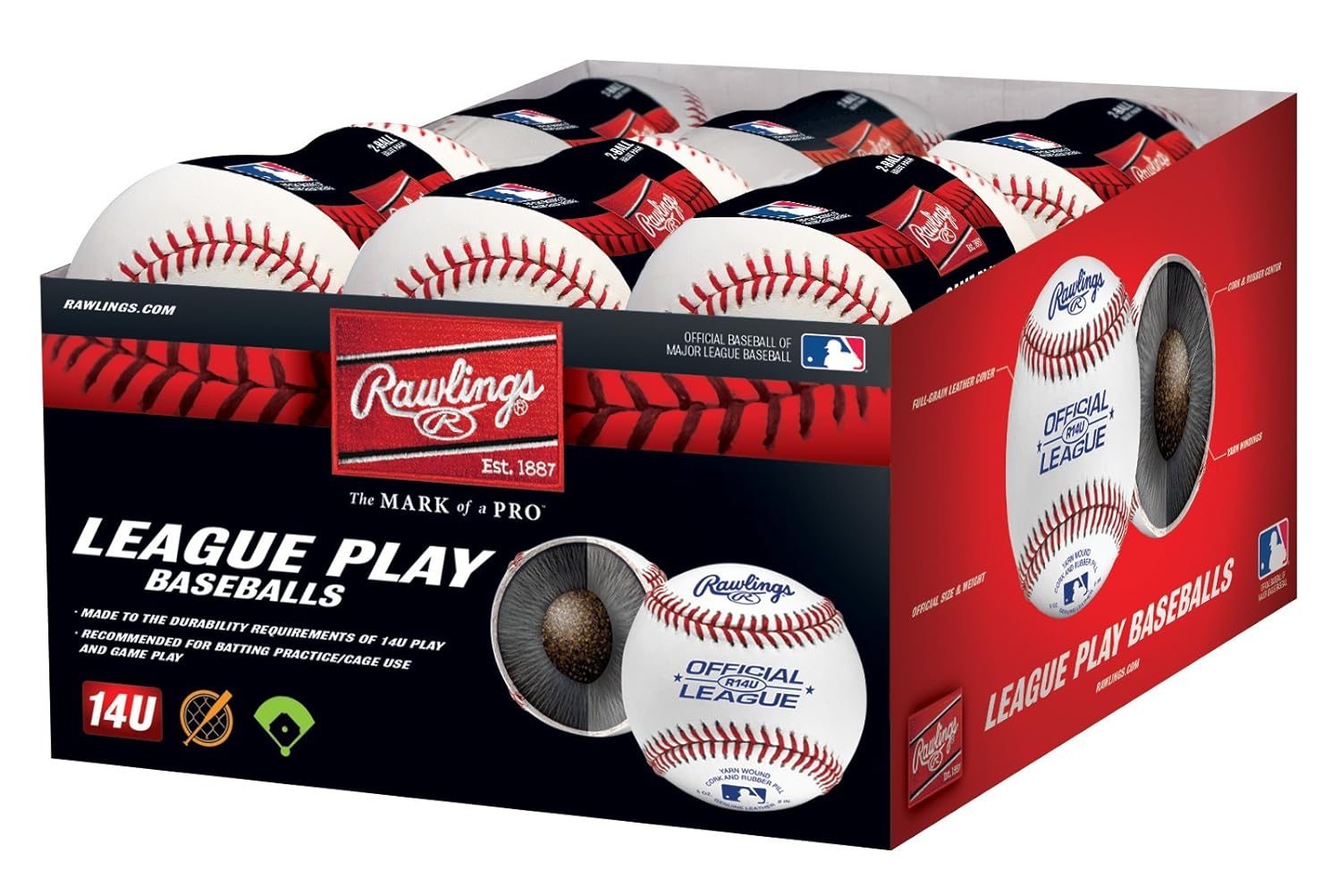 Rawlings Youth Box of 24 Game Play Baseballs 14U Sports & Outdoors