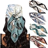 AWAYTR 27.5” Silk Satin Square Head Scarf - 4PCS Satin Head Scarves for Women Hair Kerchief Bandanas Sleeping Head Wraps