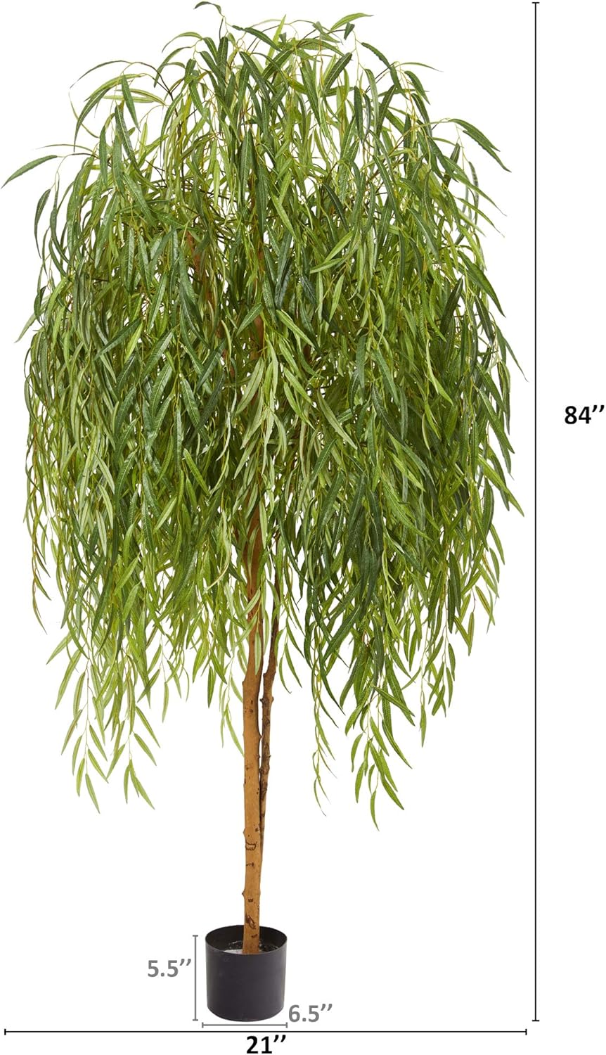 Amazon Com Nearly Natural 7ft Willow Artificial Silk Trees Green Furniture Decor