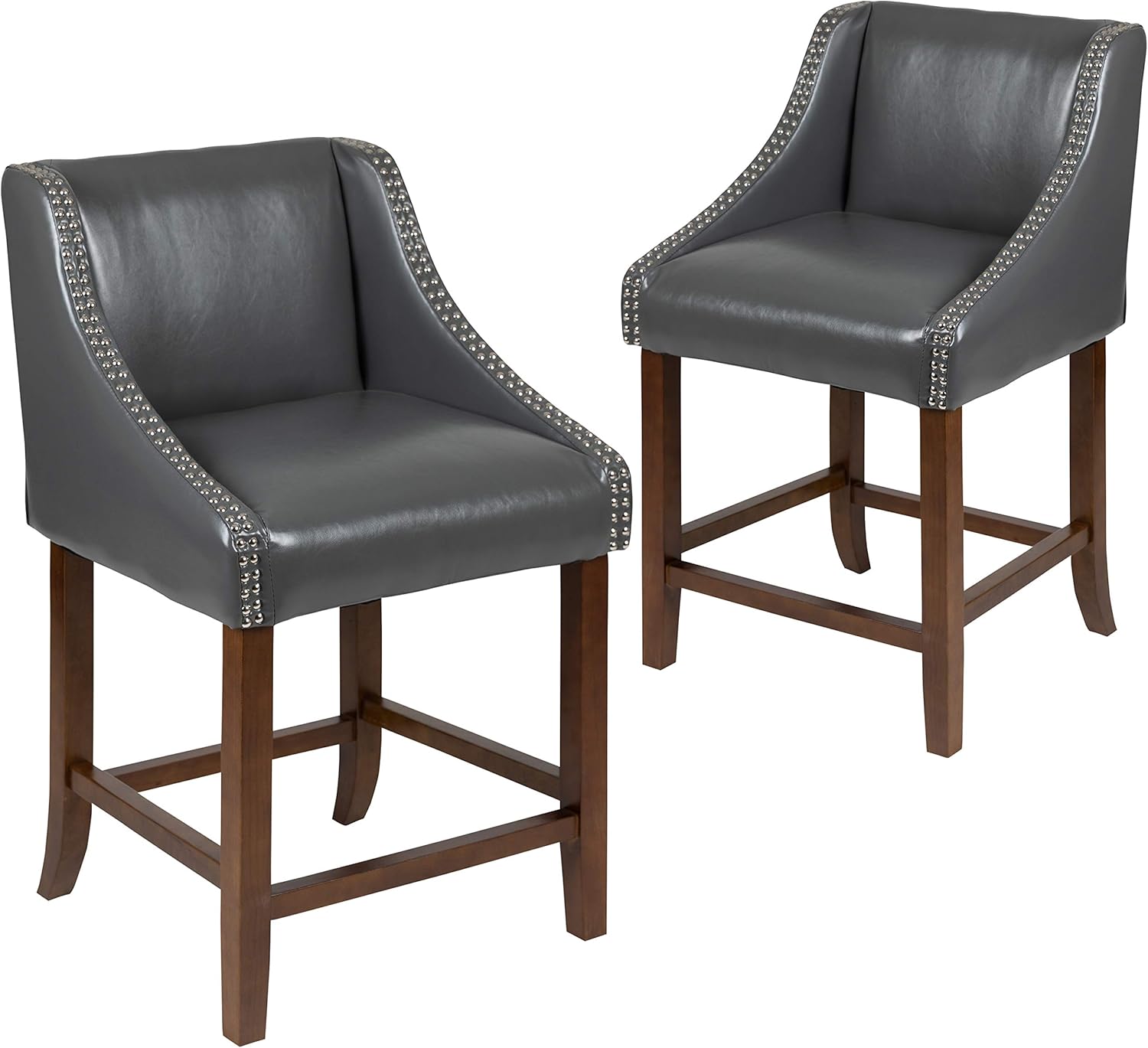 Flash Furniture bar Stool, 2 Pack, Dark Gray LeatherSoft