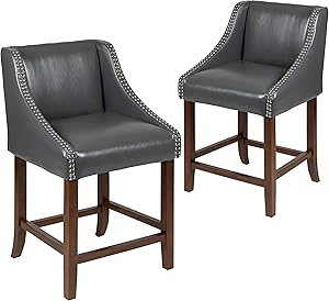Flash Furniture bar Stool, 2 Pack, Dark Gray LeatherSoft