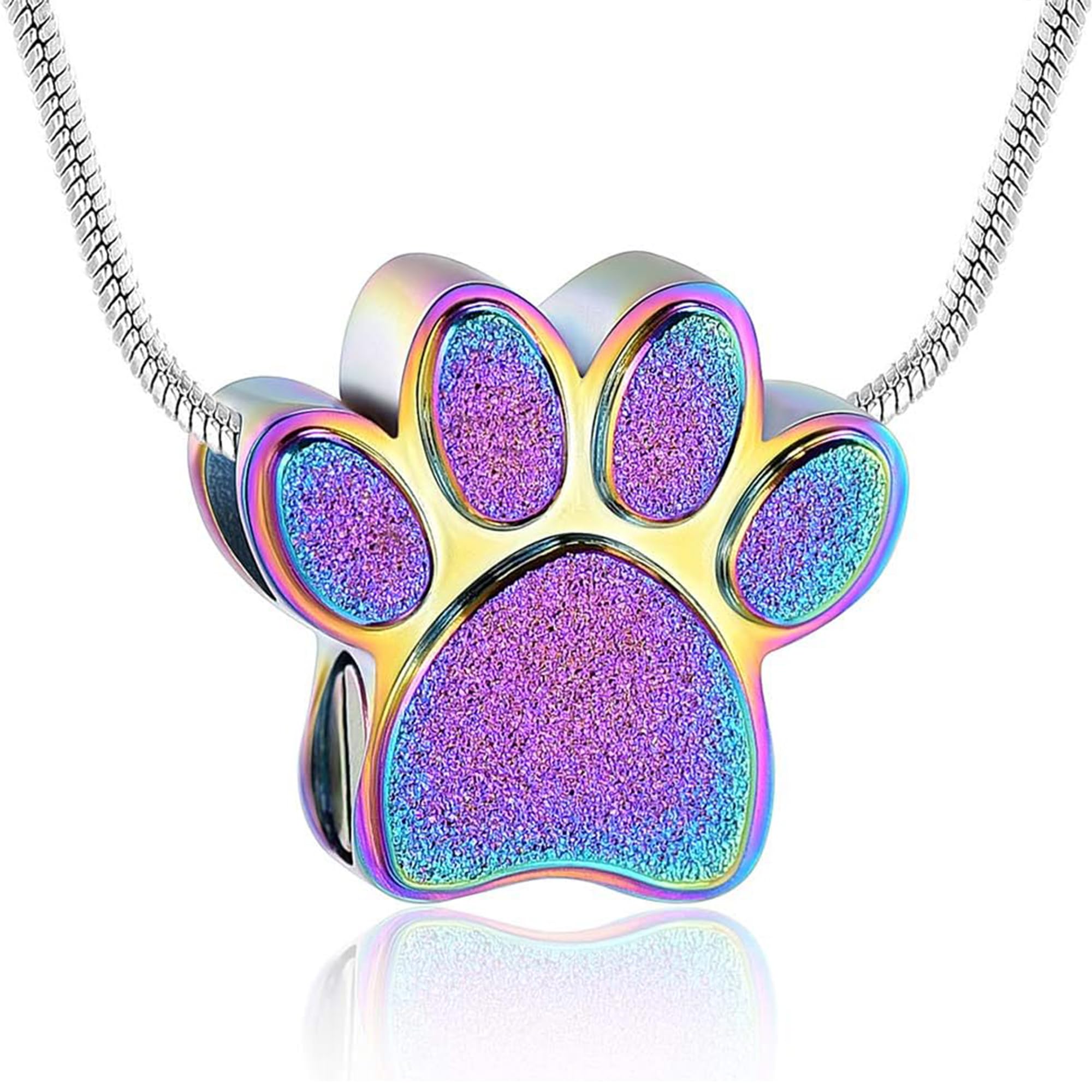 VCCWYQK Paw Print Urn Necklace for Ashes for Cat Dog Cremation Jewelry for Ashes Urn Necklace Keepsake Jewelry for Man/Women Ashes Memorial Gifts