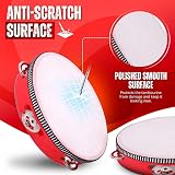 Flexzion 8 Inch Wooden Round Tambourine with 8 Jingles Red Handheld view 2