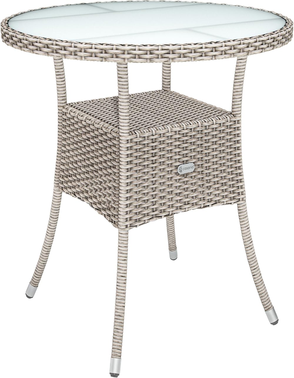 CASARIA Round Coffee Table 60cm | Outdoor Poly Rattan Side Table Beige