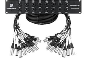 PRORECK Rack Mount TRS XLR Combo Splitter Snake Cable, Suitable for Live, Recording, Stage, Studio (5 Foot x 30 Foot - 16 Channel) PR-16-0530, 2U