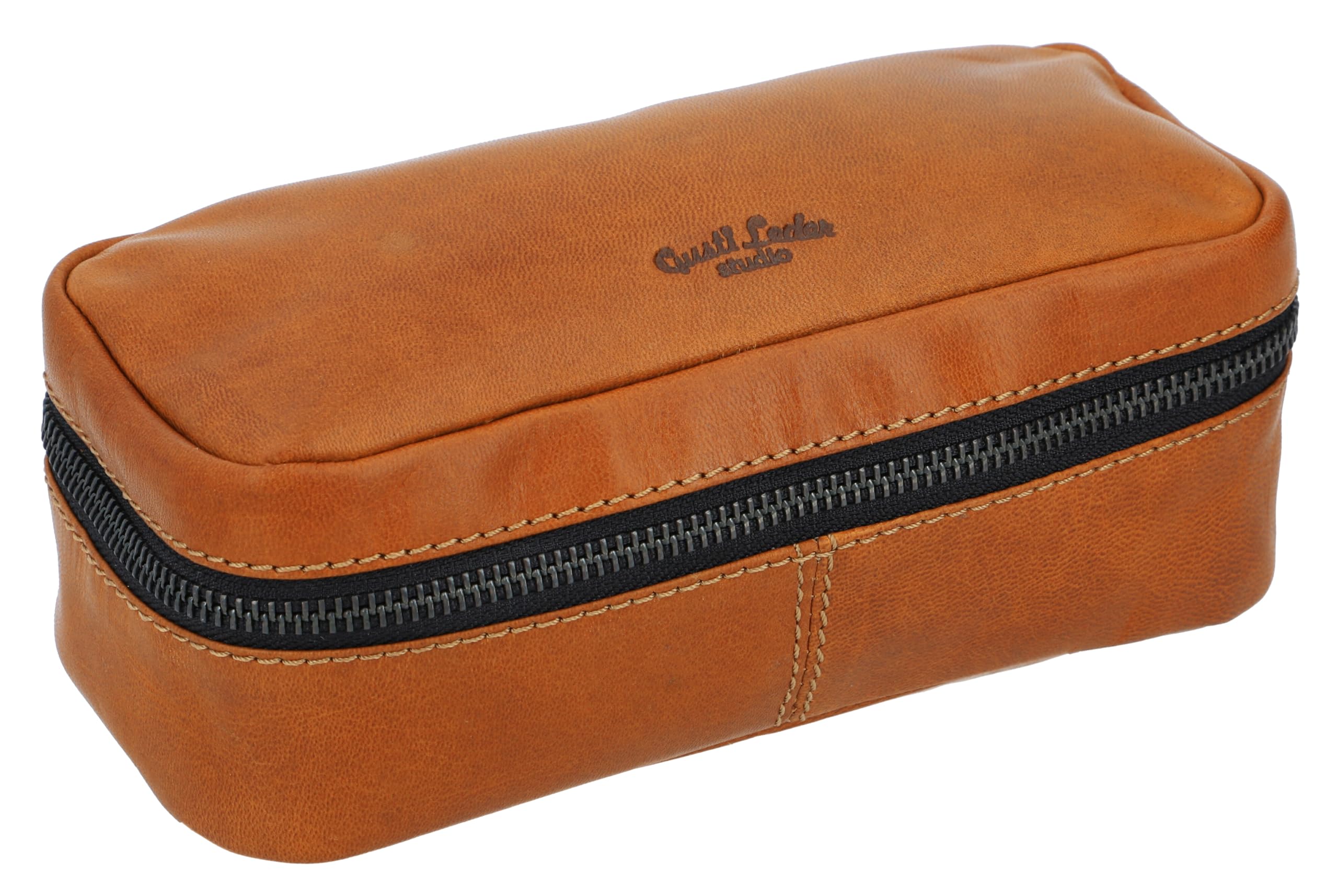 Gusti Pencil case Leather-Strallan pen case leather pencil case wash bag cosmetic bag toiletry bag brown leathe