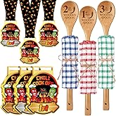 Quelay 9 Pcs Chili Cook off Trophies Prizes Set 1st 2nd 3rd Place Metal Medals Wooden Spoons for Cooking Cotton Towels Chili Cook off Decorations Cooking Gifts for Men Women Festivals Supplies