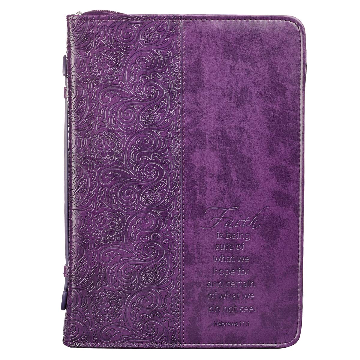 Purple "Faith" Bible / Book Cover Hebrews 111 (Large) (Imitation