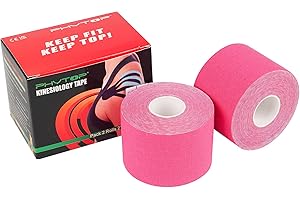 PHYTOP Pink Athletic Tape Kinesiology Tape Bulk 2 Inches X 16.4 Feet Uncut Roll (2 Rolls)