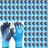 Acellegic 100 Pairs Waterproof Safety Winter Work Gloves with Grip for Men Plush Warmth Thickened Freezer Gloves Keep Hands Warm for Outdoor Cold Weather Work Below Zero Shoveling Snow, Ice Fishing