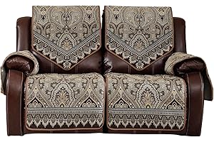 LUFEIJIASHI Waterproof Recliner Sofa Covers Non-Slip Recliner Couch Covers for 2 seat, Split Washable Jacquard Reclining Couch Covers Furniture Protecto (FLKF-Brown, 2 Seater)