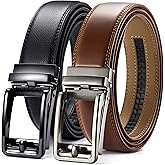 CHAOREN Click Belts for Men 2 Pack - Mens Ratchet Leather Belt 1 3/8" for Dress and Casual - Micro Adjustable Belt Fit