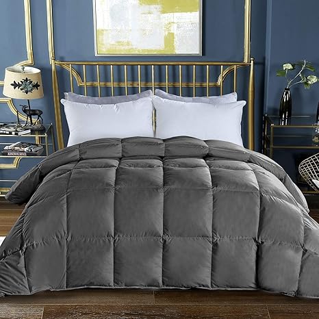 Amazon Com Whatsbedding 100 Cotton Cover White Goose Duck Down And Feather Comforter Down Duvet Insert Or Stand Alone Comforter Gray Heavy King Home Kitchen