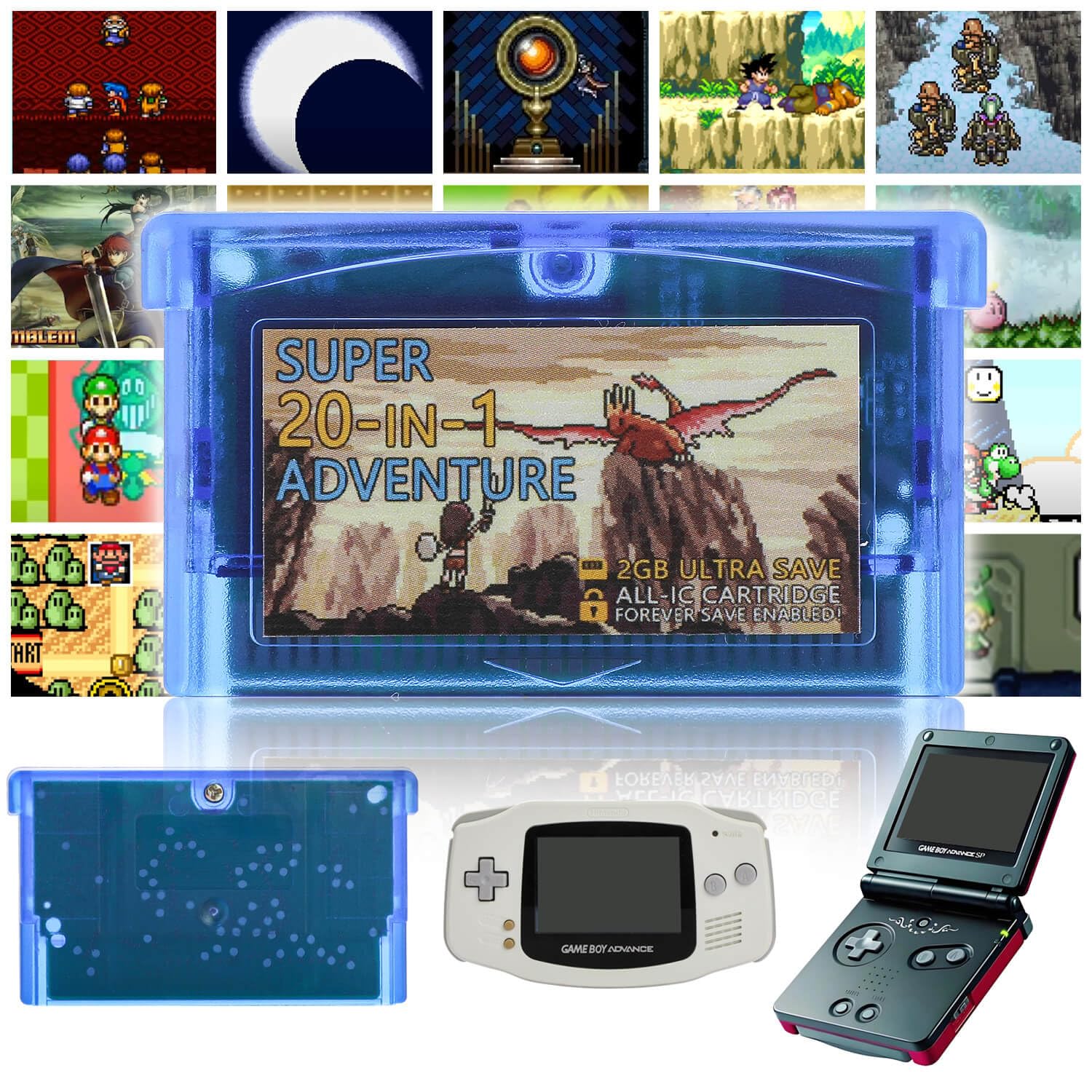 View 1 of ?2025 Newest?20 in 1 Super Combo GBA Game Cartridge, Retro Video Game Card Compatible with GBA/GBA SP Console