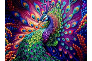 PAINTCOLOR Peacock Stamped Cross Stitch Kits for Adults Beginners, Animals Art DIY Cross Stitch Patterns Kits Printed Dimensions Needlepoint Kits Crafts Embroidery Kits for Home Decor