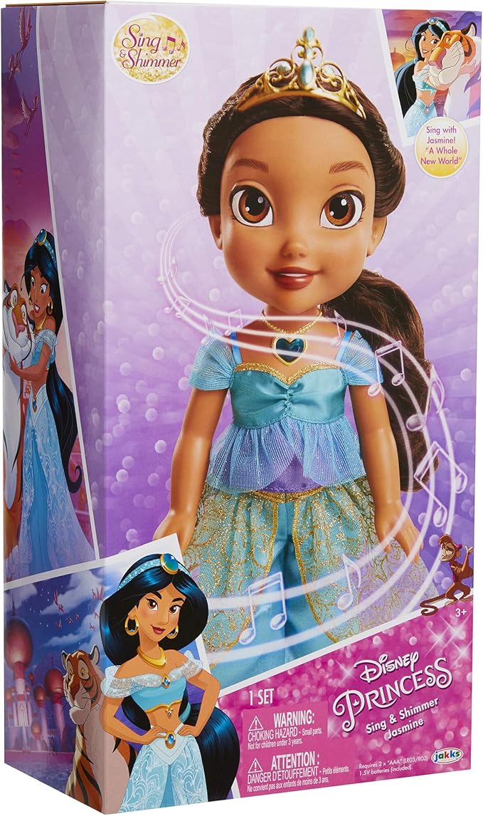 Amazon.com: Muñeca de jazmín de princesa de Disney canta \u0026 Shimmer muñeca infantil, princesa jazmín canta \