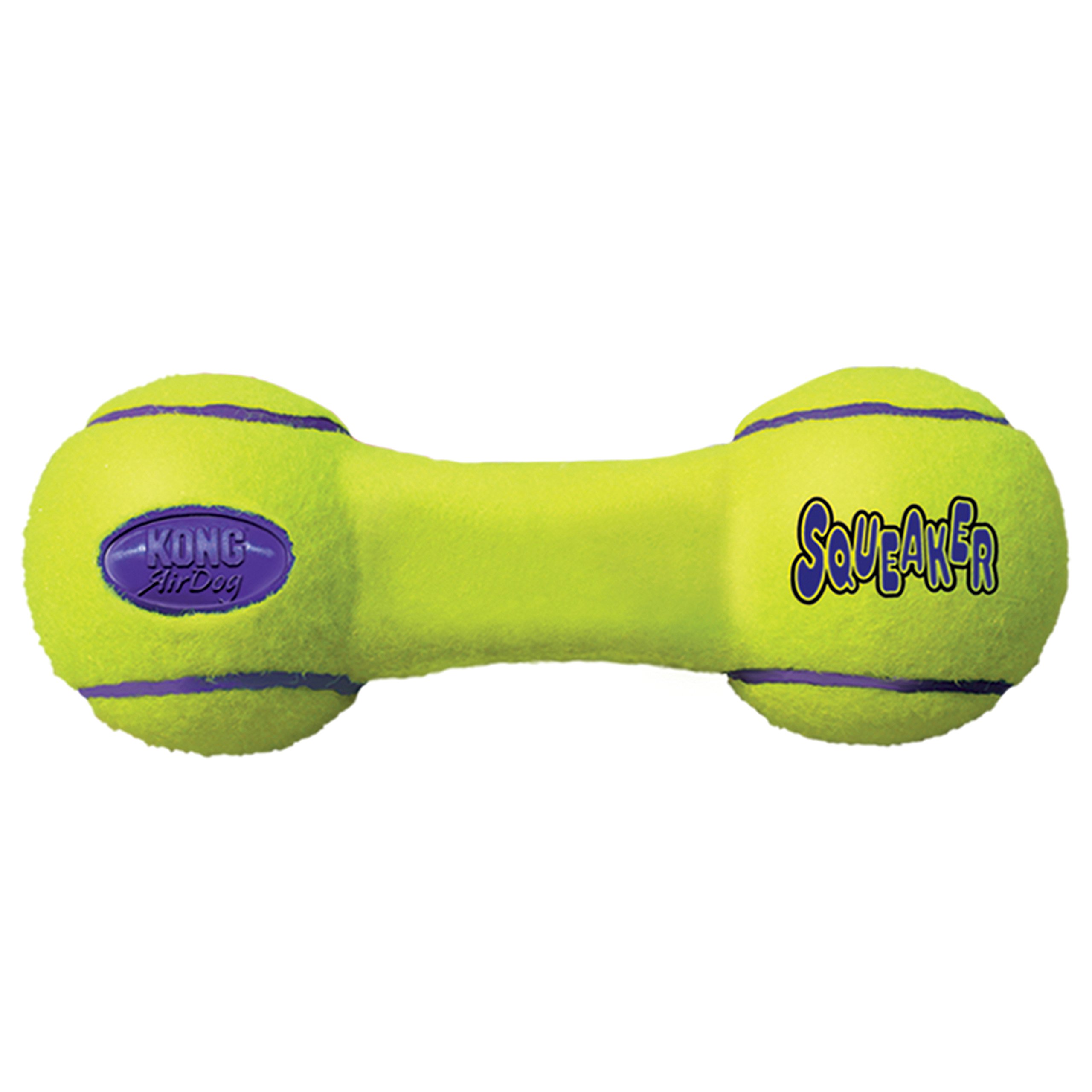 KONG - Airdog Squeaker Dumbbell - Squeaky Bounce and Fetch Toy, Tennis Ball Material - Large