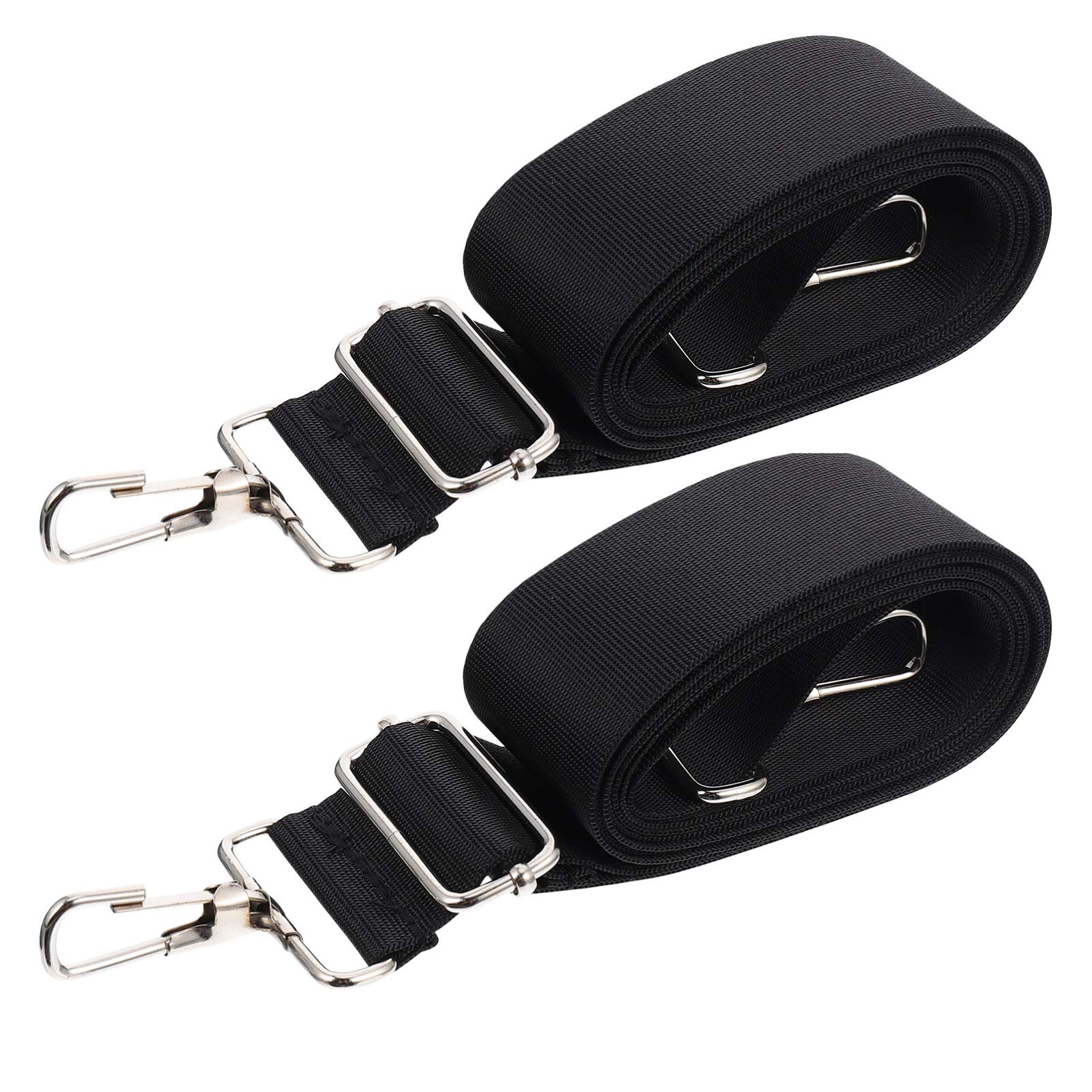 2pcs Strap Nylon Adjustable Laptop Belt Luggage Duffel Bag Strap with Swivel Hooks for Messenger Laptop Camera (Black)
