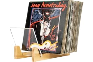 Hudson Hi-Fi Desktop Vinyl Record Storage 50-Album Display Holder - Featuring Sustainably Sourced Pine & Flame Polished Acryl