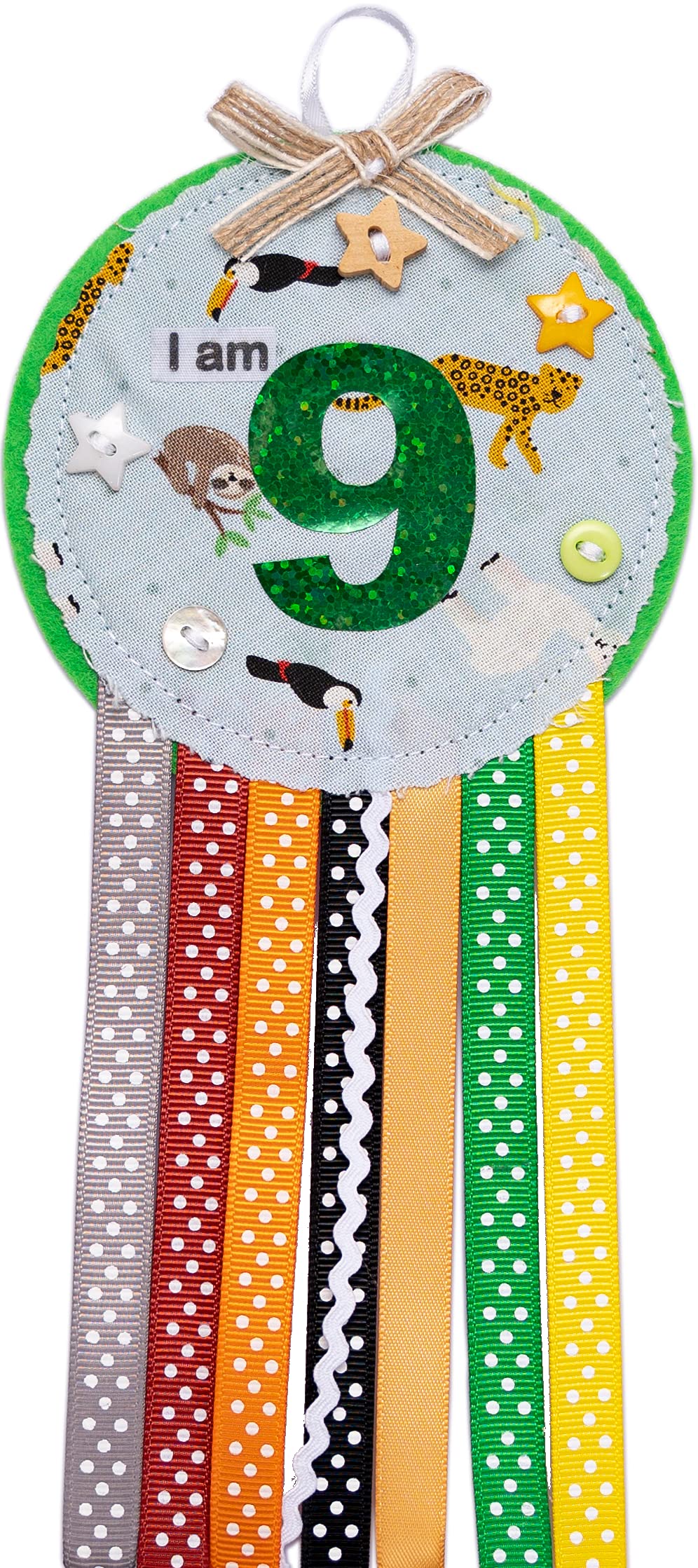 Ditsy Rosettes Animal Birthday Rosette Badge - Age 3, 4, 5, 6, 7, 8, 9 - Perfect Party Gift card – Birthday Boy, Birthday Girl (Age 9)