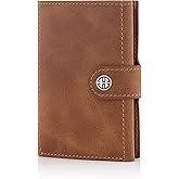 TRUSADOR Venice Men & Women Leather Trifold Wallets RFID Blocking Front Pocket Wallet (Cognac Vintage, With Coin Pocket)