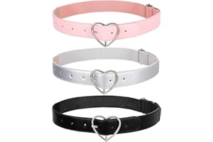 LEACOOLKEY 3 Pack Kids Toddler Stretch Belts Adjustable Elastic Belt for Boys Girls with Heart Buckle