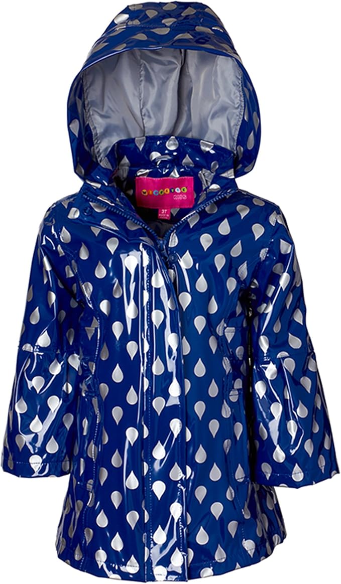 Wippette Girls & Toddlers Raincoat, Raindrop Shiny Navy