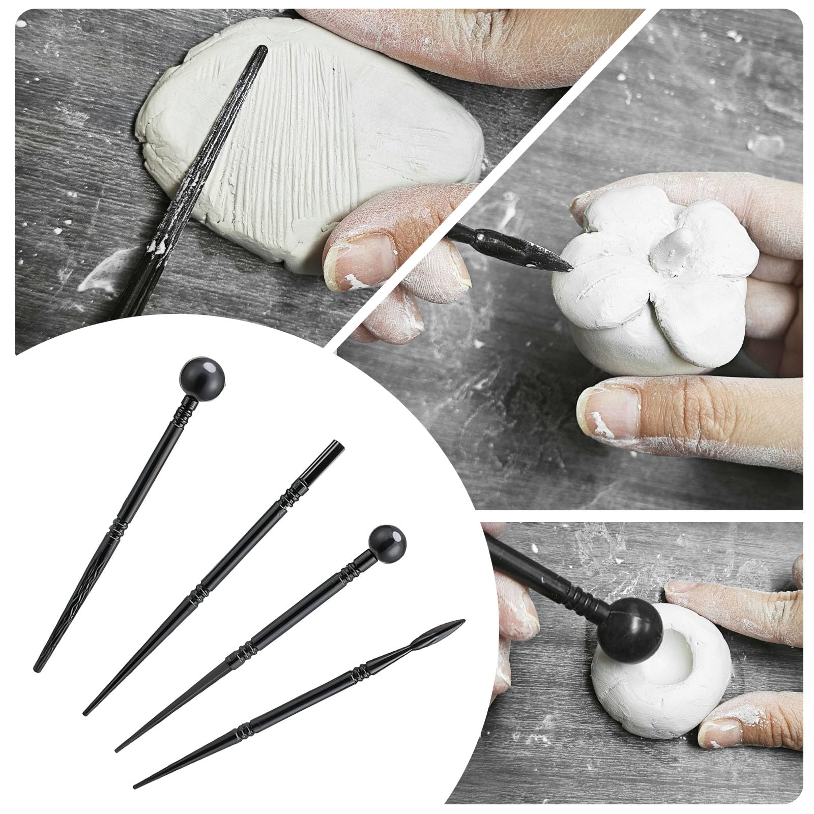 EIGTWEN 100ml Air Dry Clay Glaze and 29pcs Clay tools kit, Gloss Clay Varnish Protects Clay from Surface Wear, Pottery Tools Can be Used for Stippling, Carving, Molding, and Shaping Clay Crafts(Gloss)