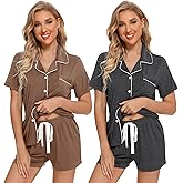 Leikar 2 Pack Button Up Pajama Set For Women Sleepwear Soft Pjs Bride Pajamas