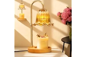 MoKasi Crystal Candle Warmer Lamp with Timer & Dimmable Light, Adjustable Height Wax Melt Warmer for Jar Candles – Amber Gold | Wall Mount Option | New Upgraded Home Decor Gift for Women/Mom/Birthday