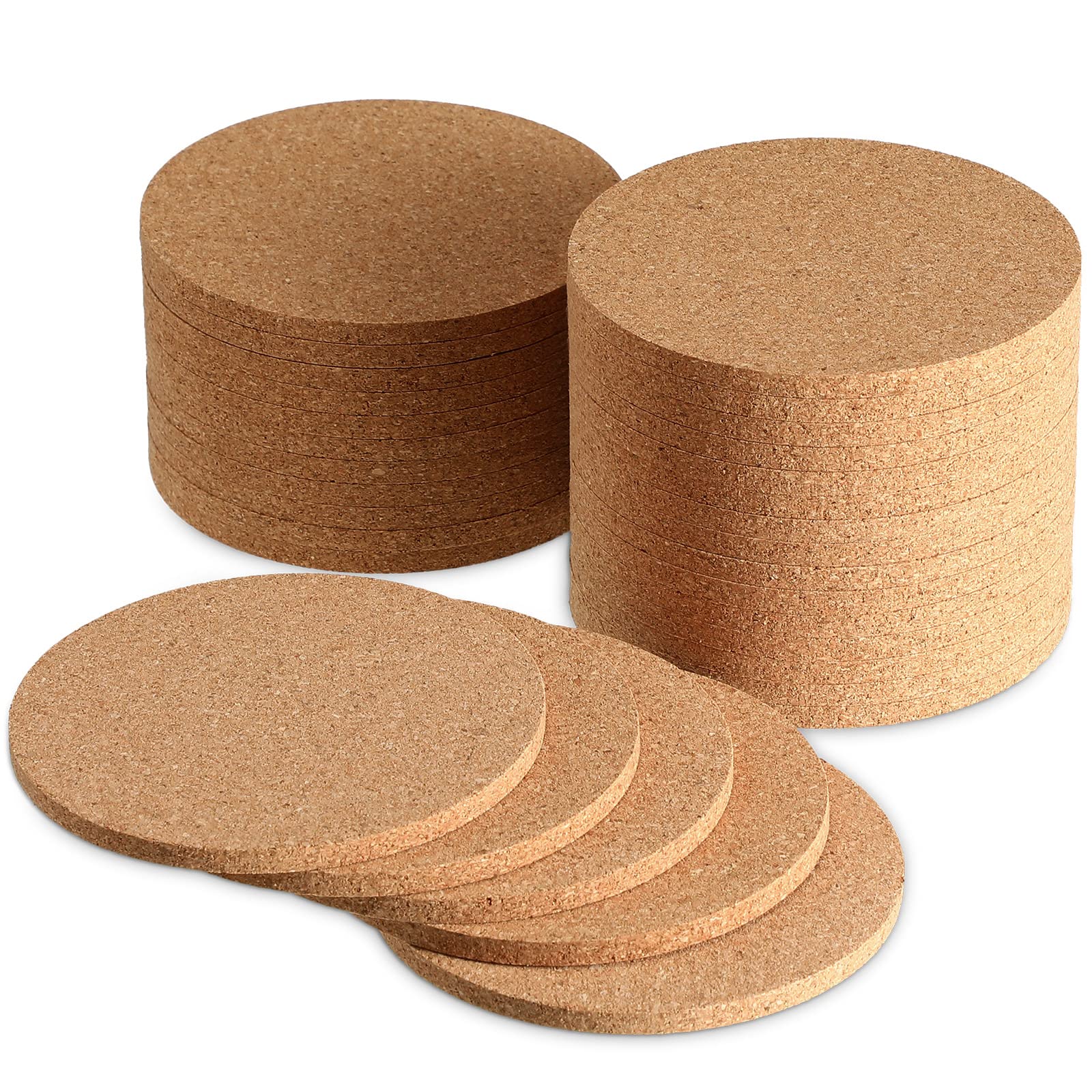 Photo 1 of Potchen 60 Pcs Cork Coaster Bulk 4 Inch Round Cork Coasters for Drink, Absorbent Heat Resistant Drink Coaster Reusable Blank Coasters for DIY Crafts Laser Engraving Tabletop Protection Party Decor