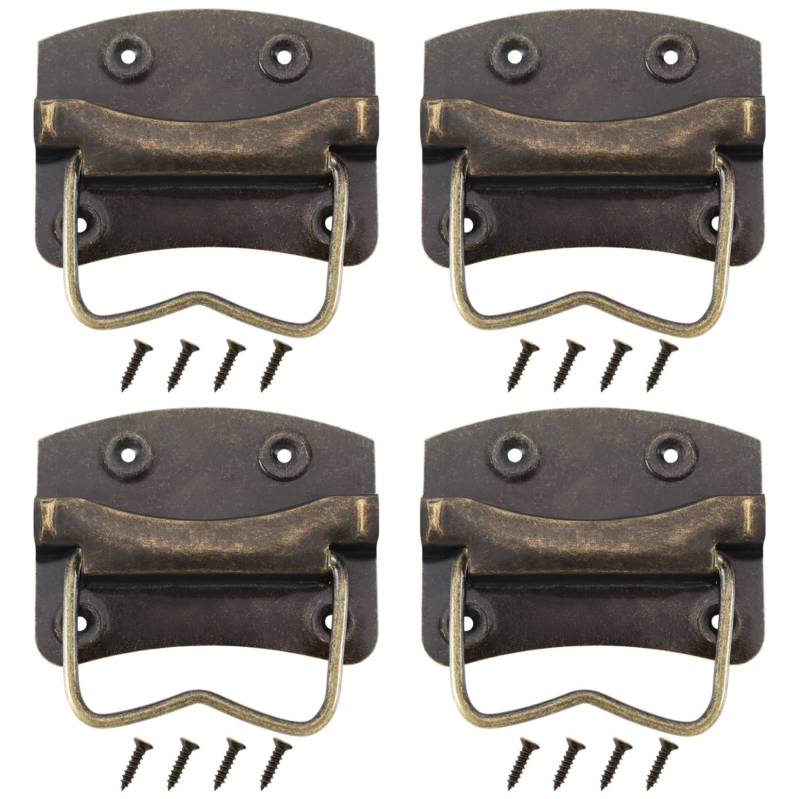 YINETTECH 4Pcs Antique Folding Handles Metal Foldable Handles Vintage Style Lifting Handle Furnitures Accessories for Cabinet Cupboard 54x40mm