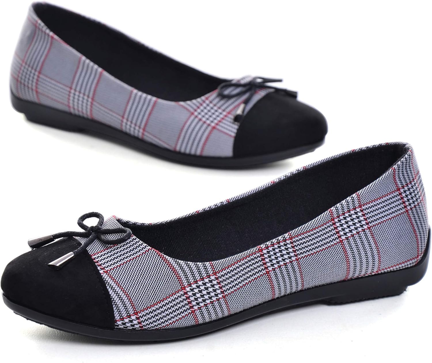 plaid flats with bow