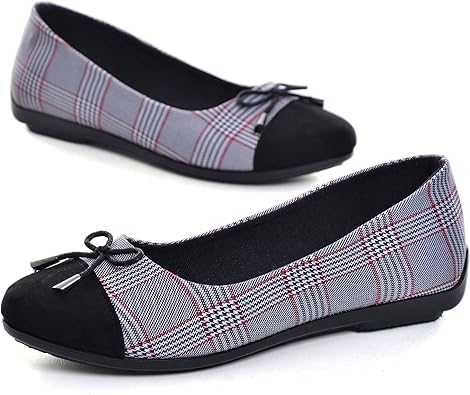 plaid womens flats