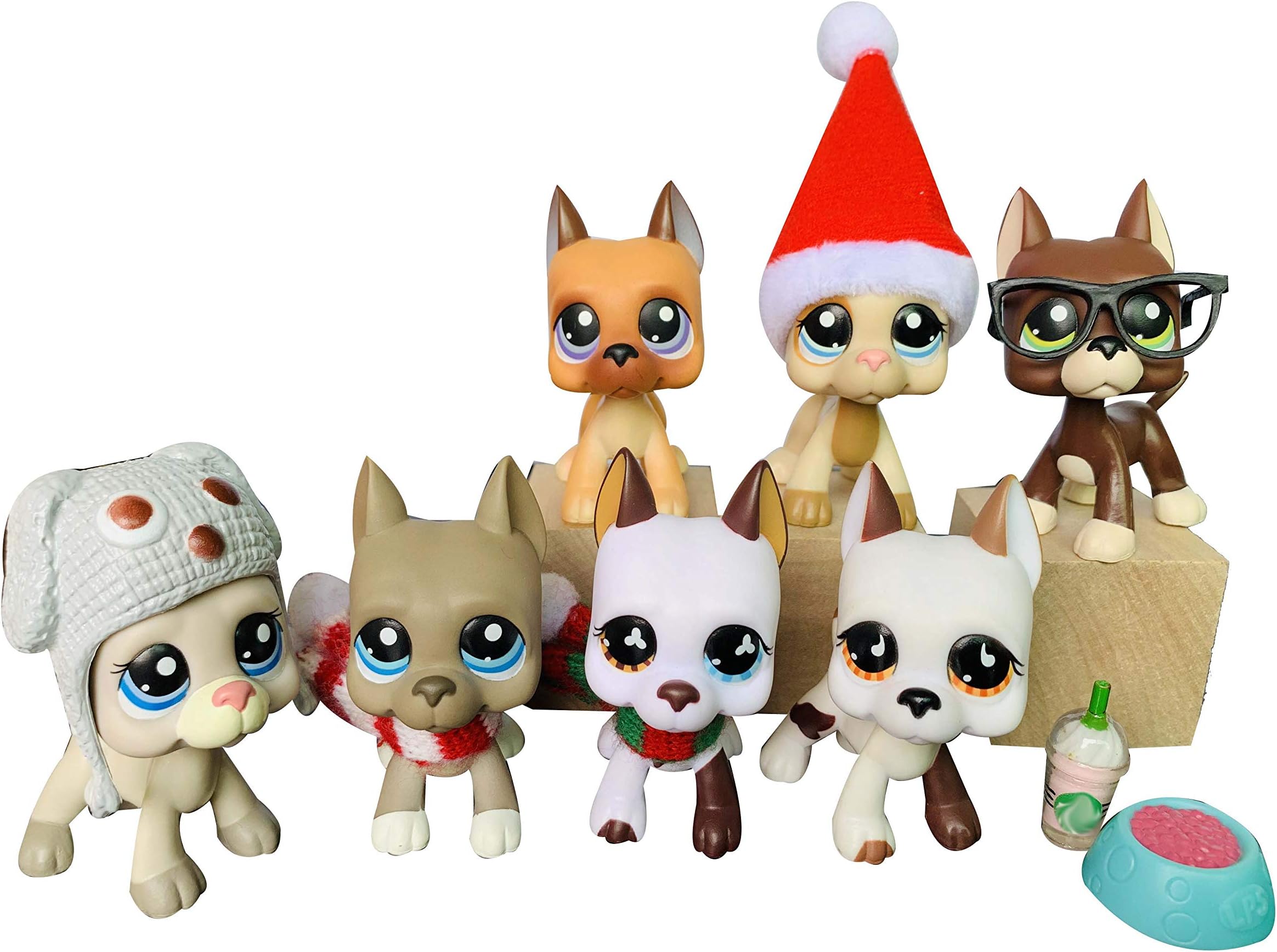 USALPS lps Great Dane 7pcs 184 750 577 244 1688 1519 1647 with lps Accessories Lot lps Great Dane Dog Family Kit Kids Figures