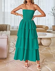 ZESICA Women‘s Summer Boho Strapless Maxi Dress