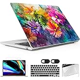Lepeoac for MacBook Air 15 inch Case 2023 2024 2025 Release A3241 M4 A3114 M3 A2941 M2 with Liquid Retina Display & Touch ID, Hard Shell with Screen Protector & Webcam Cover, Multicolored Flowers