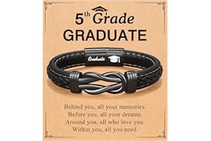 ORISPRE Forever Linked Together Leather Bracelet for Boys Men's Birthday Graduation Fathers' Day Back to School Christmas Gifts