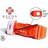 Recon Medical ORNGTQTourniquet -(ORANGE) Gen 3 Mil-Spec Kevlar Metal Windlass Aluminum First Aid Tactical Swat Medic Pre-Hospital Life Saving Hemorrhage Control Registration Card 1 Pack