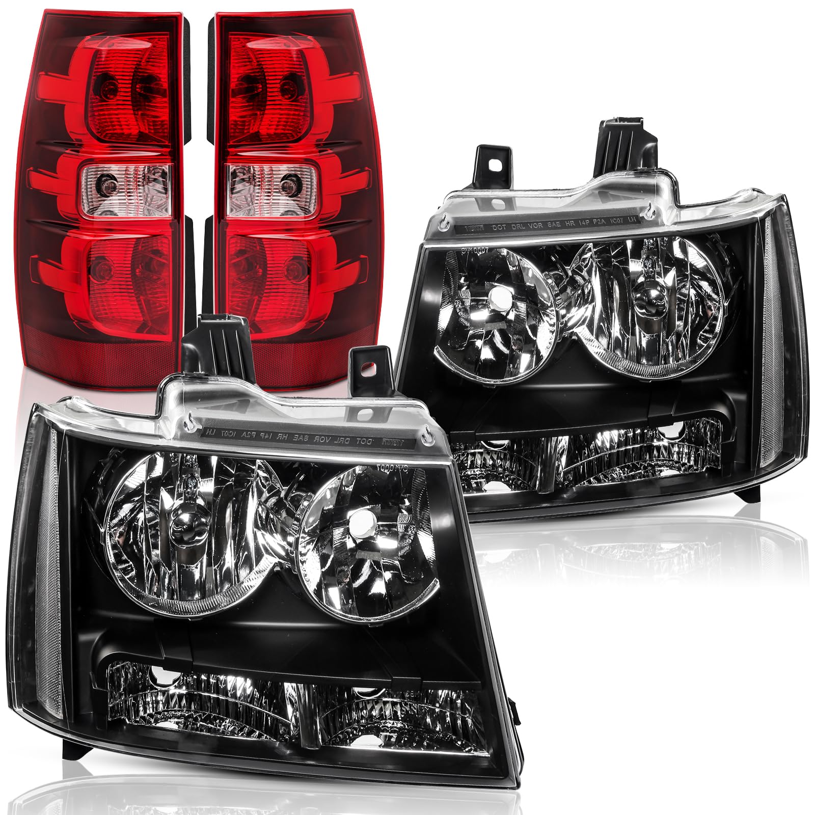 Pair Left & Right Tail Lights For 2007-2014 Chevy Tahoe / Suburban – Red Clear Lens