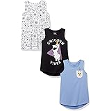 Spotted Zebra Disney | Star Wars | Frozen Girls and Toddlers' Sleeveless Tunic T-Shirts, Pack of 3