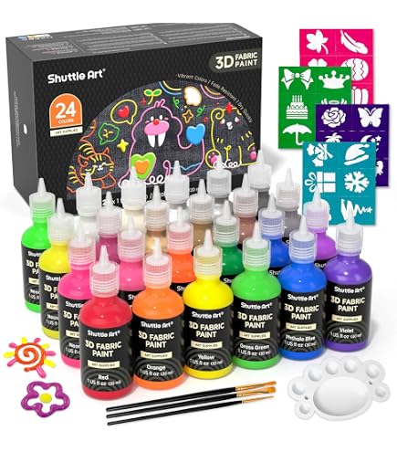 Coffret d'initiation - Pébéo - Peinture pour tissu - 6 pots de 20 ml - Tissus clairs et foncés