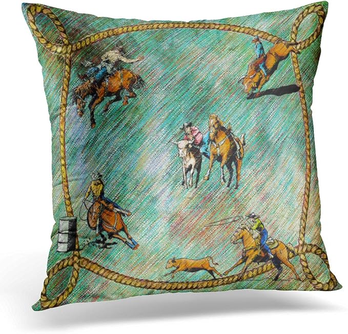 VaryHome Throw Pillow Cover Cowboy Western Rodeo Events