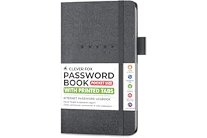 Clever Fox Password Book – Alphabetized Internet Address & Password Organizer – Computer & Website Password Keeper Notebook – Log-In Password Journal – Pocket, 6.2x3.5″, Hardcover (Mystic Gray)