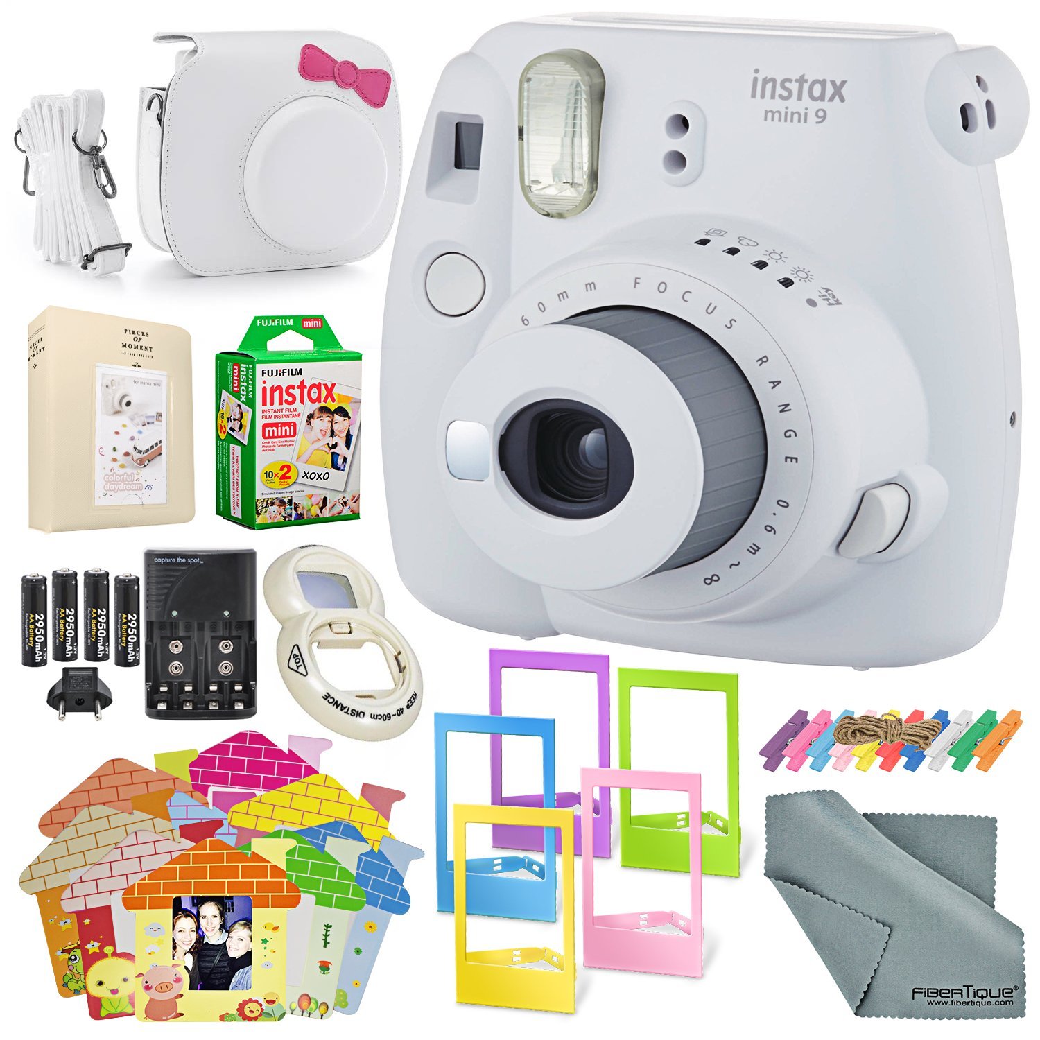 Fujifilm Instax mini 9 Instant Film Camera (Smokey White) & Deluxe