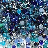 Niziky 500PCS Crystal Glass Beads for Jewelry Making, 4mm Multicolor Blue Faceted Rondelle Glass Beads with Hole, Briolette Spacer Bead for Jewelry Bracrlet Making Crafts Projects